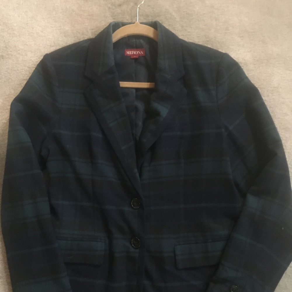 Navy/Green Plaid Jacket Size 8